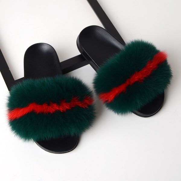 

2020 fashion fur fur fashion slippers female summer word drag outside wear flat bottom plush women's shoes sandals, Black