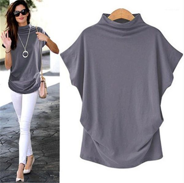 

short sleeve ol style plus size women clothing summer ladies designer cotton tshirts loose solid color printed, White