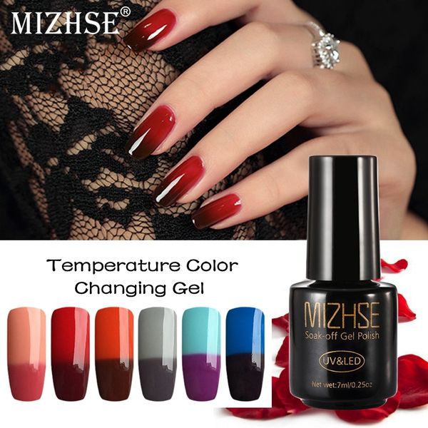 

nail gel mizhse 7ml varnish polish chameleon temperature color changing thermal change uv lacquer, Red;pink