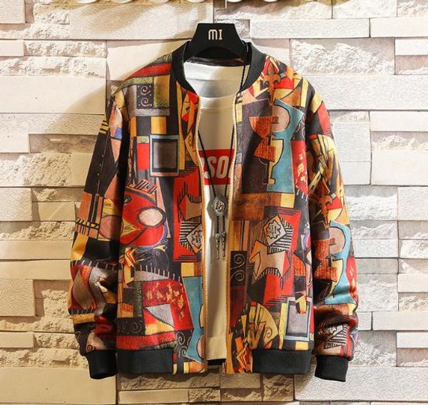 

new men's clothes japan printing jacket fashion casual large size mens coat men clothes outwear m-5xl, Black;brown