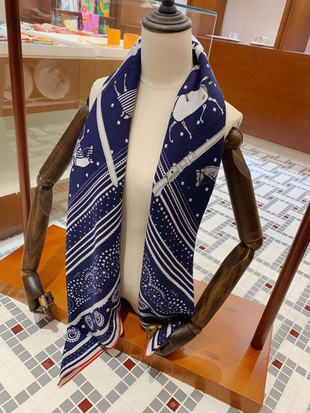 

equestrian element shawl square scarf designer scarf bucket hat baseball cap ladies luxury designer scarf silk designer turban 2020 new, Blue;gray