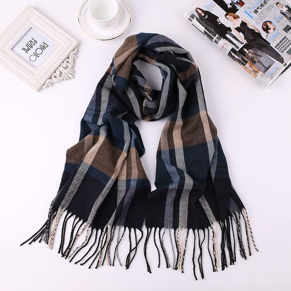 

scarves 2021 designer scarf for men warm winter neck scarfs plaid cashmere men's casual male bufandas hombre, Blue;gray