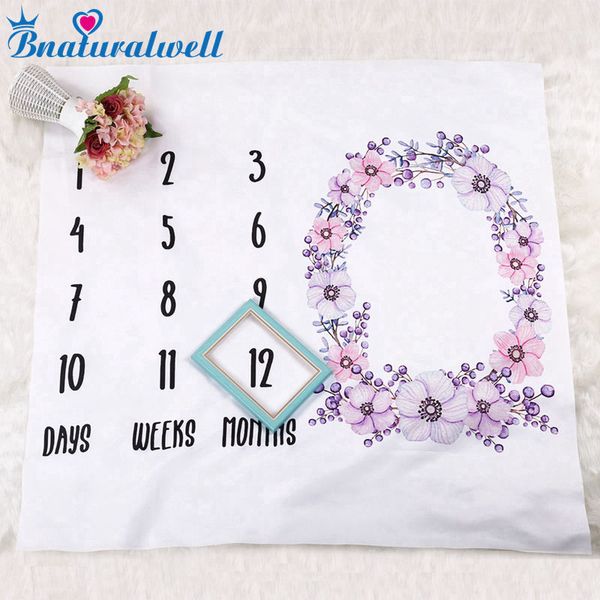

bnaturalwell baby milestone blanket watercolor floral blanket newborn p backdrop flower month growth chart gift bc022s