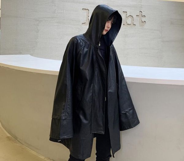 

mens trench coats man leather long coat men clothes original hooded overcoat long sleeve 2020 spring autumn new designer black, Tan;black