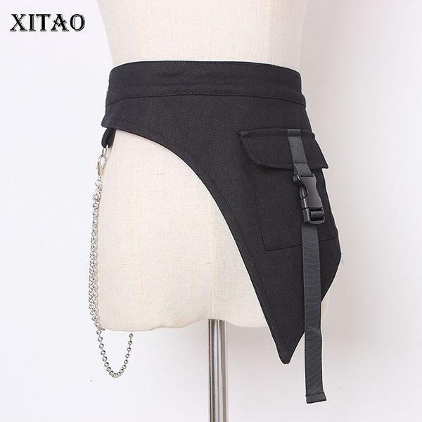

xitao irregular black cummerbunds fashion new women 2020 spring summer concave punk metal elegant small fresh cummerbunds xj4508, Black;brown