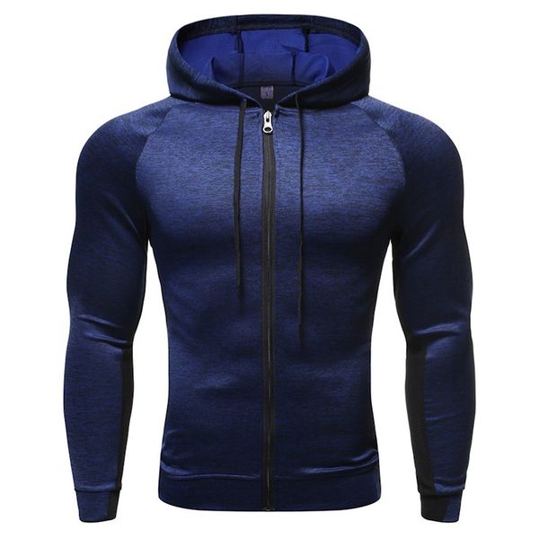 

running jackets hooded fitness sport jacket coat men quick dry zipper hoody sweatshirt sportswear gym hoodies training clothing, Black;red