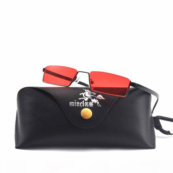 

mincl small square sunglasses men vintage metal frame 2018 black yellow red lens small sun glasses for women punk sunglas fml, White;black