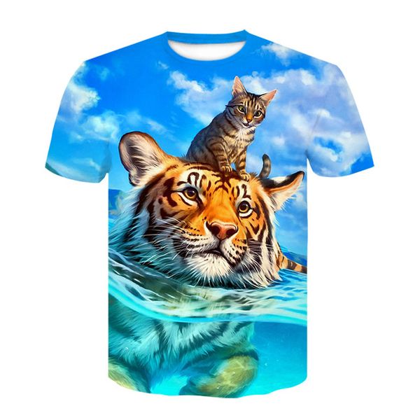 

cat animal men clothing 3d print shirts graphic anime comics men clothing