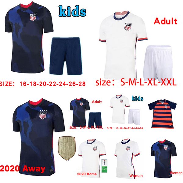 

2020 america soccer jersey dempsey pulisic football shirt kids kit united states 4 stars women football jersey rapinoe morgan uniform 20 21, Black;yellow
