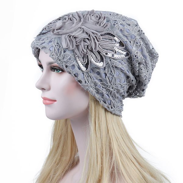 

1pc winter hats for women ladies girl fashion lace flower stretch knit hat skullies beanies warm hats winter caps slouchy beanie, Blue;gray