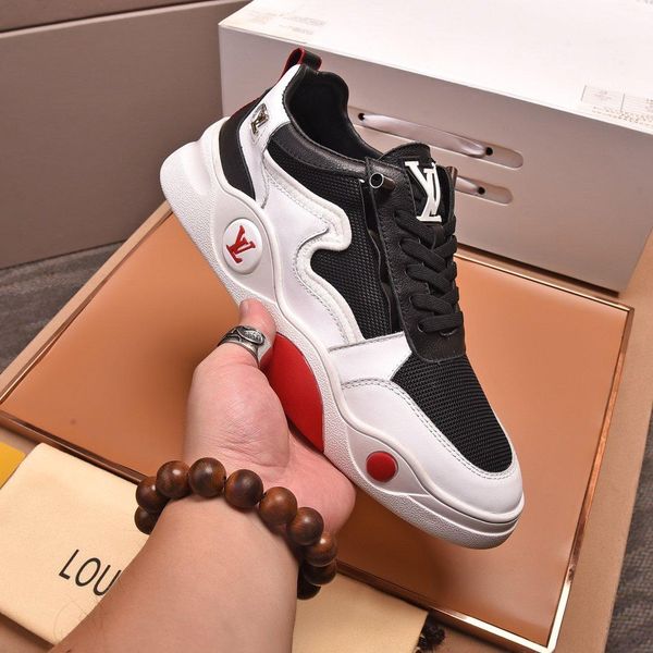 

2020 o2 fashion trend designer mens shoes leather mesh breathable comfortable outdoor shoes lace-up casual hiker shoes mens sneakers, Black
