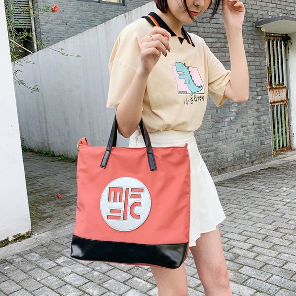 

women's simple colorblock tote new lightweight nylon shopping bag large-capacity shoulder bag fashion women's handbag