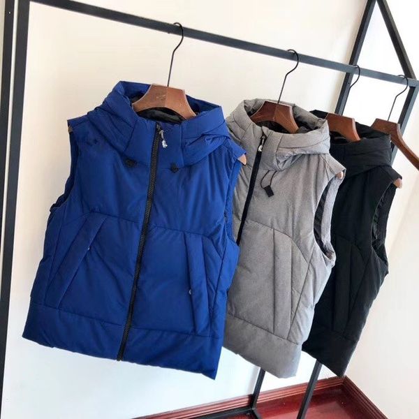 

winter new men and women alike windproof warm down vest with hood vest, Black;white