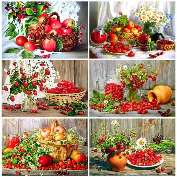 

wall art paint by number on canvas painting kits fruit diy unframe unique gift coloring by numbers flowers home decoration