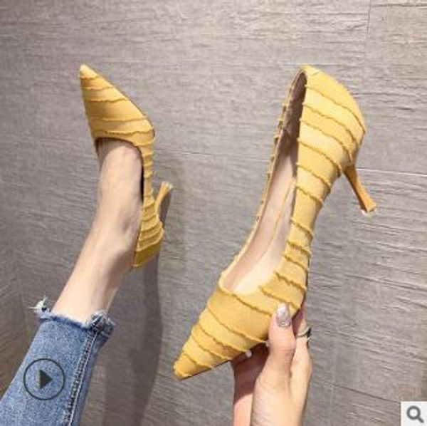 

2020 new fashion girls high heels stiletto simple net red girls single shoes women, Black