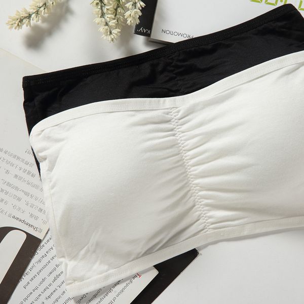 

anti-goers sport bra three-row buckle ladies wrapped chest strapless vest detachable chest pad bra black white new, White;black