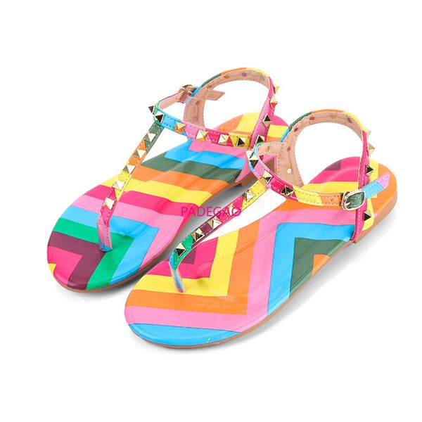 

2020 bohemian sexy rivet бич тапочки лето женский кожа цвета конфеты пвх flats обувь женщина повязки красочные сандалии 35-43, Black