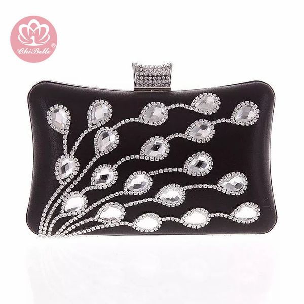 

chi belle fashion big diamond crystal rhinestone ladies evening clutch bag bride girl pouch makeup clasp trendy case with chain