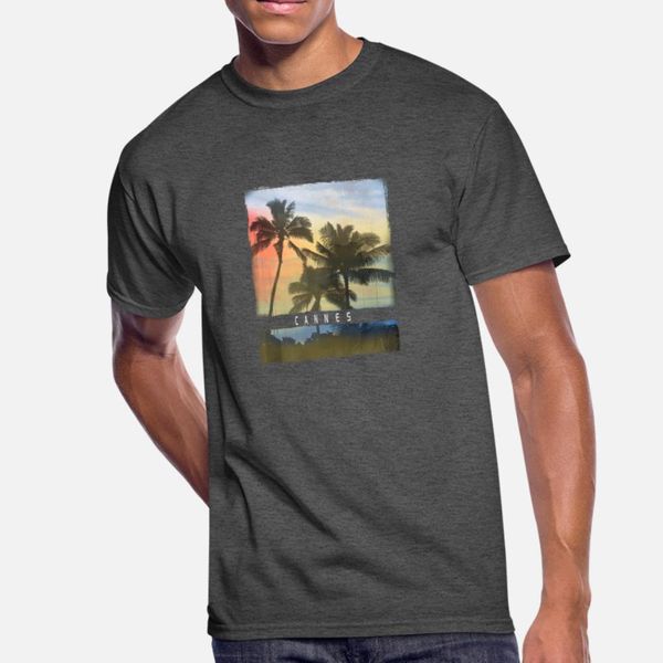 

cannes france palm tree sunset souvenir t shirt men designs cotton s-xxxl cool loose breathable summer letter shirt
