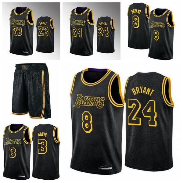 

mens los angeles lakers kobe bryant nba mamba authentic lebron 23 james anthony 3 davis basketball jerseys shorts black, Black;red