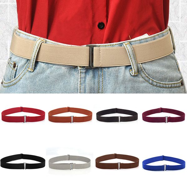 

elastic knitted leather waist belts solid casual adjustable invisible belt women simple wild jeans extensible waistband, Black;brown