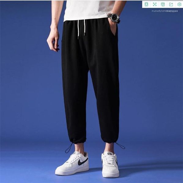 

casual clothing mens lentarn 5xl capris loose pants designer sports plus size street stlye tennaagers drawsting pant males fashion, Black