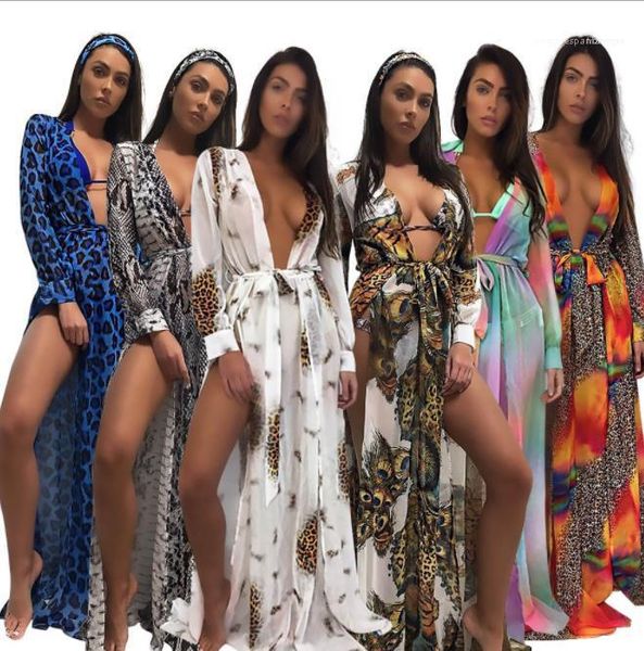 

dressing women bikini smock summer beach long chiffon leopard colorful boho dresses holiday, Black;gray