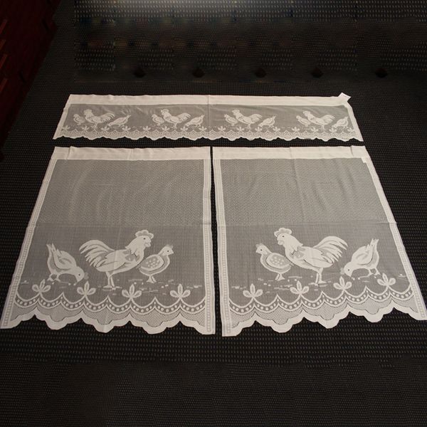 

kitchen fashion window screen panel chicken pattern lace curtain light flow