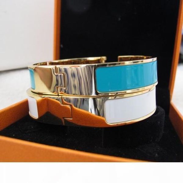

1.1 high grade france designer fashion 316l stainless steel bangles colorful enamel bracelet 18k yellow gold plated party jewelry for women, Black