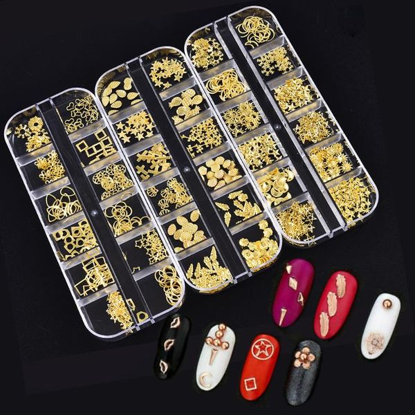 

multi-size nail 3d nail stones gems diy art decorations plated rose gold moon star shape metal studs rivet nails accessorie, Silver;gold
