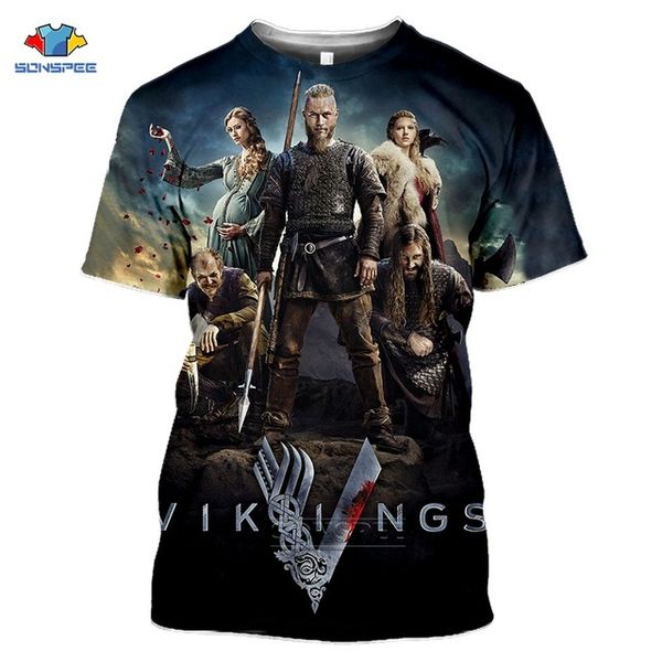 

tv series vikings ragnar lothbrok homme summer black oversize 3d print shirts anime graphic horror men clothing