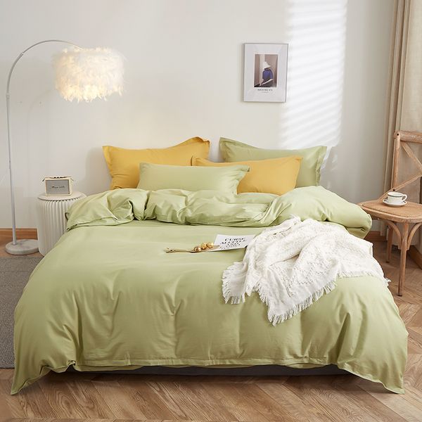 

100% cutton pure matcha fruit green solid color series super breathe skin friendly  king size luxury comforters bedding sets ams29044