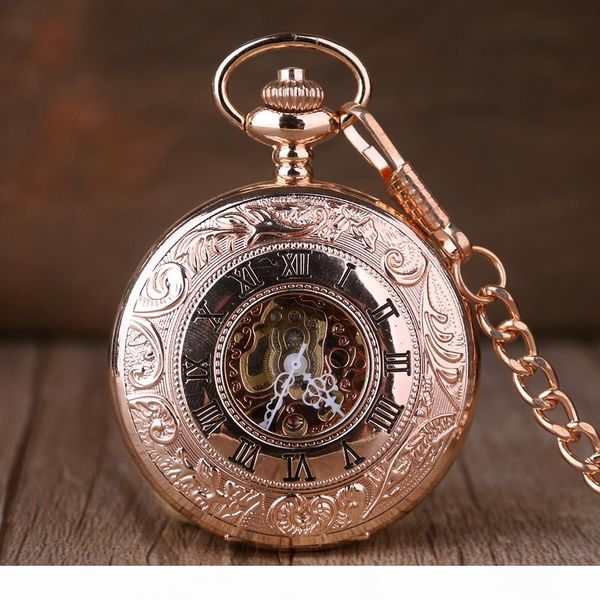 

exquisite rose gold pattern steampunk mechanical designerket watch men's and women's hollow jewelry designerket watch, Slivery;golden