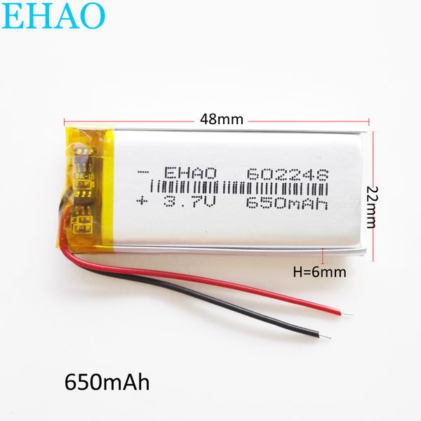 3.7V 650mAh 602248 литий-полимерная аккумуляторная батарея LiPo для Mp3 GPS PSP Vedio игры умные часы