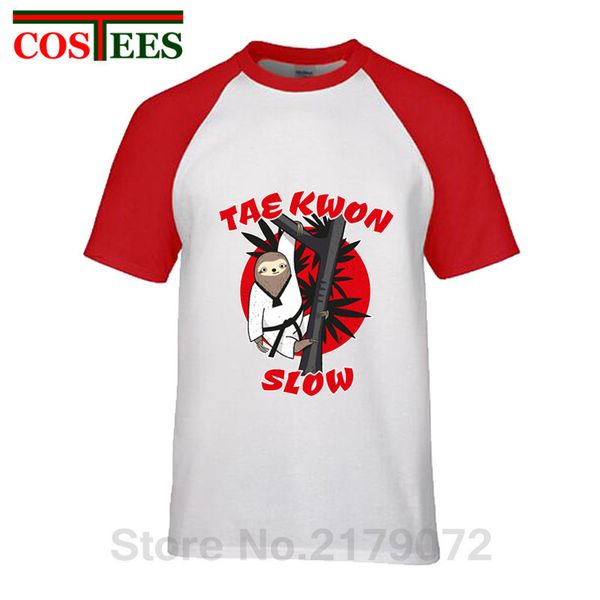 

sport korea style tae kwon do t shirt men funny taekwondo t-shirt tae kwon slow martial art sloth pun t-shirt crazy animal city tshirt