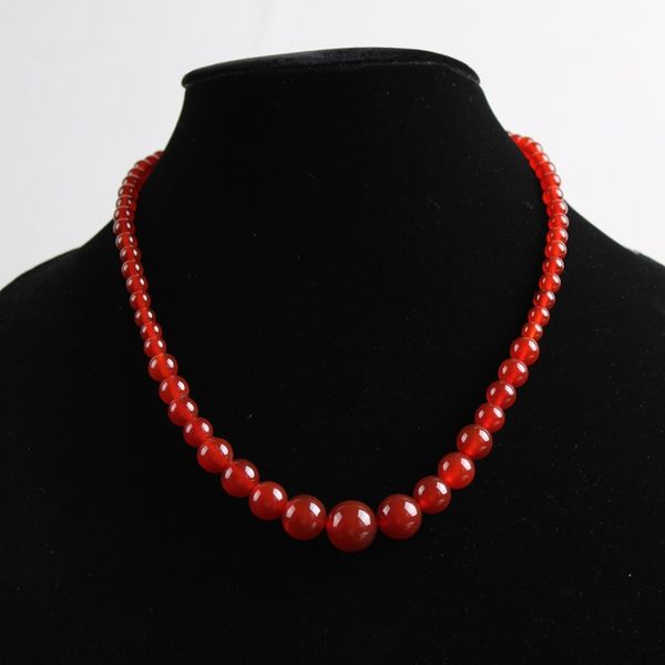 

agate beaded necklace red jade necklace women's jewelry lady red stone jewelry, Silver