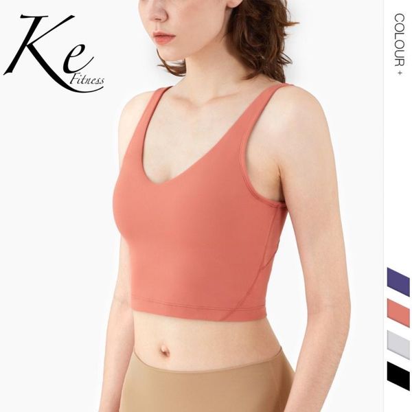 

ke 2020 autumn winter new european american nylon vest-style nude yoga bra deep v-shaped running underwear women, White;black