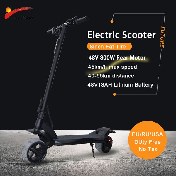 

8" electric scooter 48v800w motor power fat tire 13ah battery e scooter folding electric skateboard patinete electrico adulto