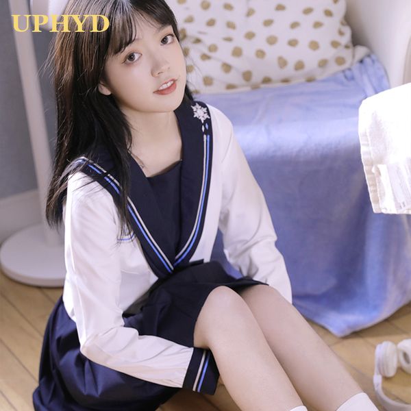 

uphyd new arrival orthodox jk uniform snowflake embroideried navy wine long sleeve school uniforms, White