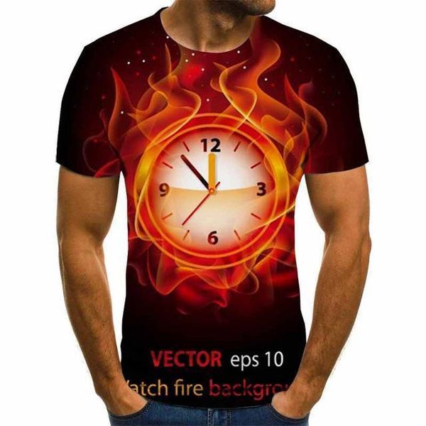 

nueva camiseta camiseta streatwear manga corta dibujo de fuego de verano para hombres 3d print shirts graphic humor anime men clothing