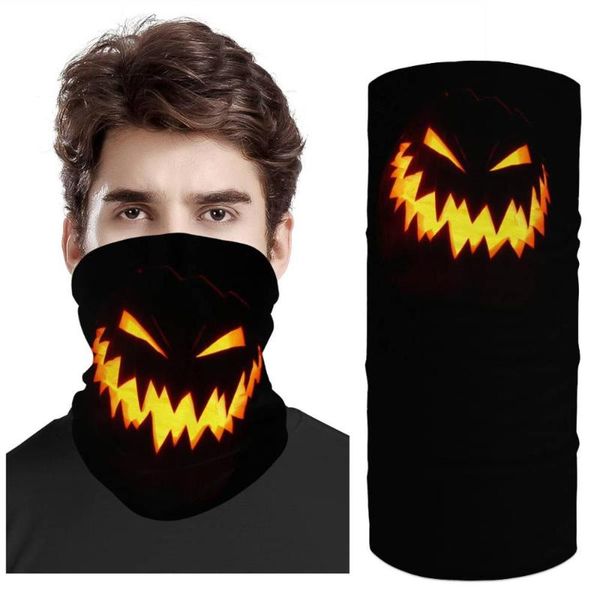 

happy halloween customized riding anti dust face mask ghost pumpkin lantern pattern scarf neck windproof sun protection bandana, Blue;gray
