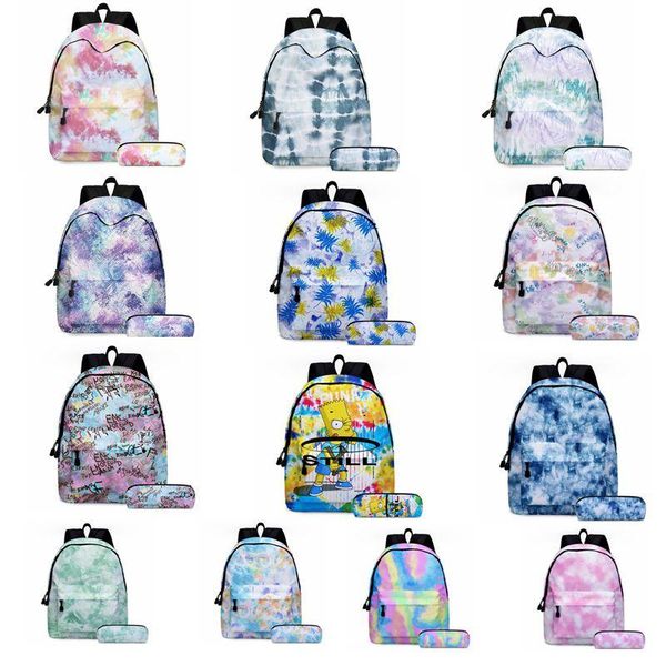 

tie-dyed school bag tie-dye backpacks bag fashion canvas girl book bags tie-dye pen bags with backpack children storage bag pen bags dhd846