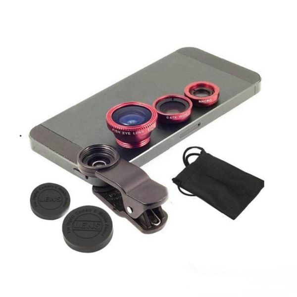 

universal clip 3 in 1 phone lens wide angle macro fish eye lens for motorola sony htc nokia blackberry with retail packaging for smartphone