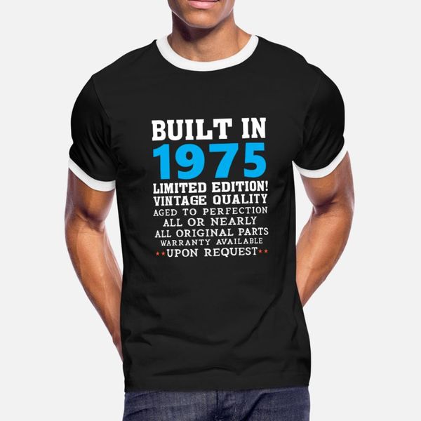 

built in 1975 built in 1975 t shirt men knitted short sleeve o-neck unique anti-wrinkle building summer style novelty shirt, White;black