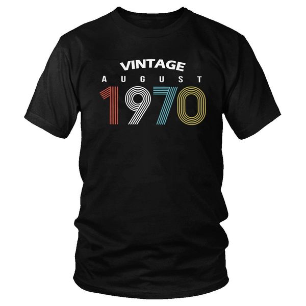 

urban vintage 1970 august t-shirt for men short sleeves streetwear 50th birthday gift t shirts slim fit soft cotton tee merch