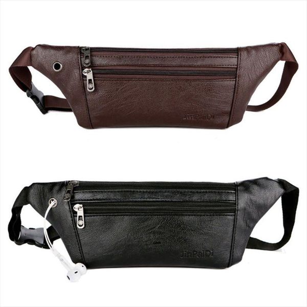 

fasihon men pu leather belt bum waist pouch fanny pack crossbody shoulder sport zip bag black brown color