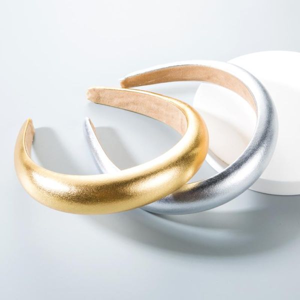 

2020 pu leather thick sponge hairbands headbands for women shiny synthetic leather thick sponge no slip stay hair band for woman