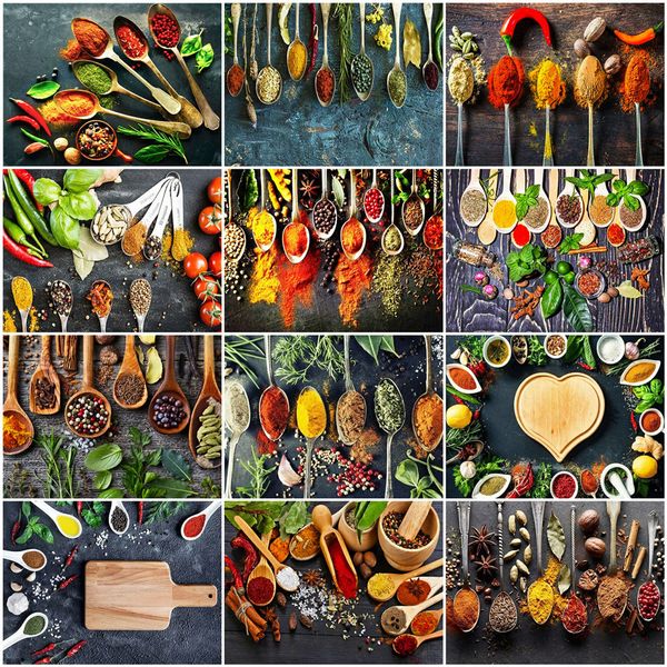 

azqsd oil painting by numbers seasoning diy decor for home pictures by numbers kitchen supplies handpainted gift