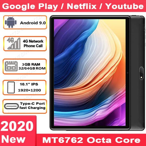 

tablet pc play store/netflix support 5g wifi android 9.0 10 inch 4g lte phone call 1920*1200 ips 8 cores 2+8mp dual camera gps