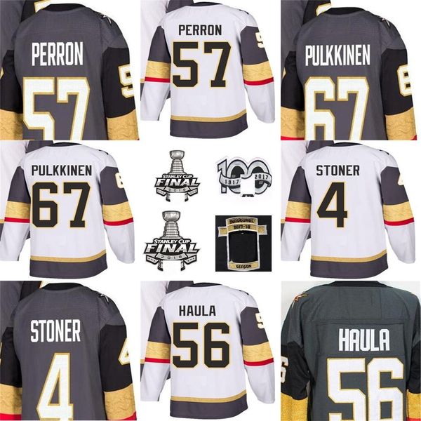 

2018 stanley cup final patch inaugural 100th teemu pulkkinen clayton stoner erik haula david perron vegas golden knights hockey jerseys, Black;red